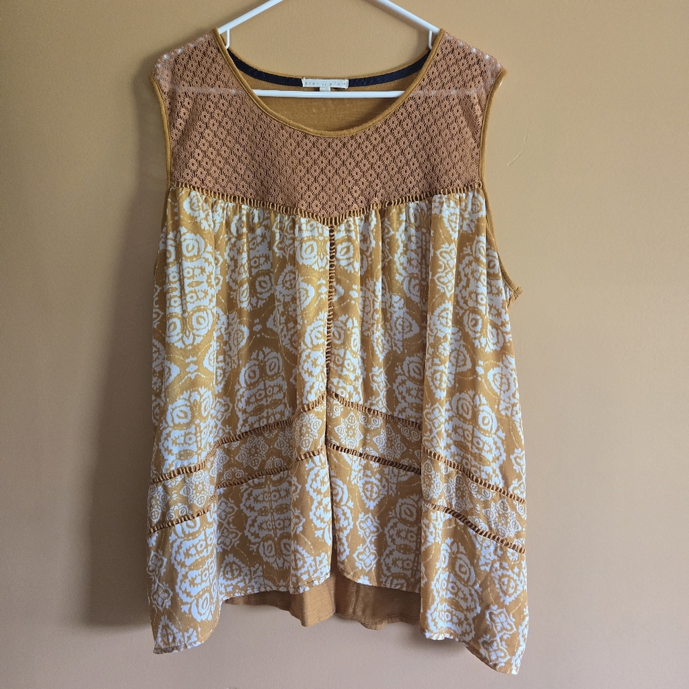 hint of mint Sleeveless Boho Embroidered Top, 3X (PTP=23")